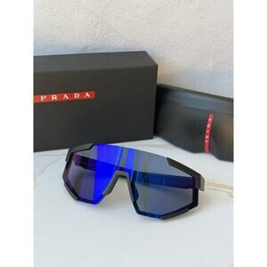 NEW Prada Sport PS04WS Sunglasses in Black Blue Mirror $480
